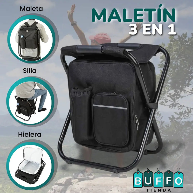 MALETIN 3 EN 1 - CON HIELERA Y SILLA PLEGABLE