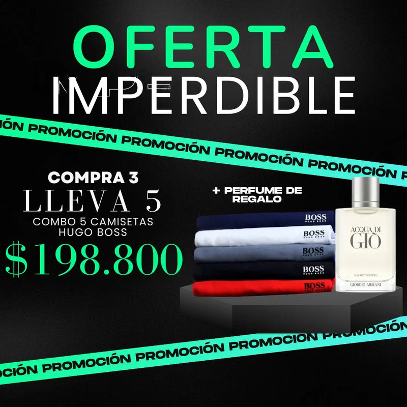 Combo de 5 camisas SLIM  Hugo Boss - Paga 3 y lleva 5 + Perfume de regalo - Elija bien su talla